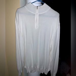 Brand New With Tags Mens White Quarter Zip Sweater